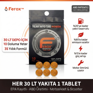 Ferox Kırmızı - Motosiklet İçin Yakıt Tasarruf Tableti - 10 Adet Tablet